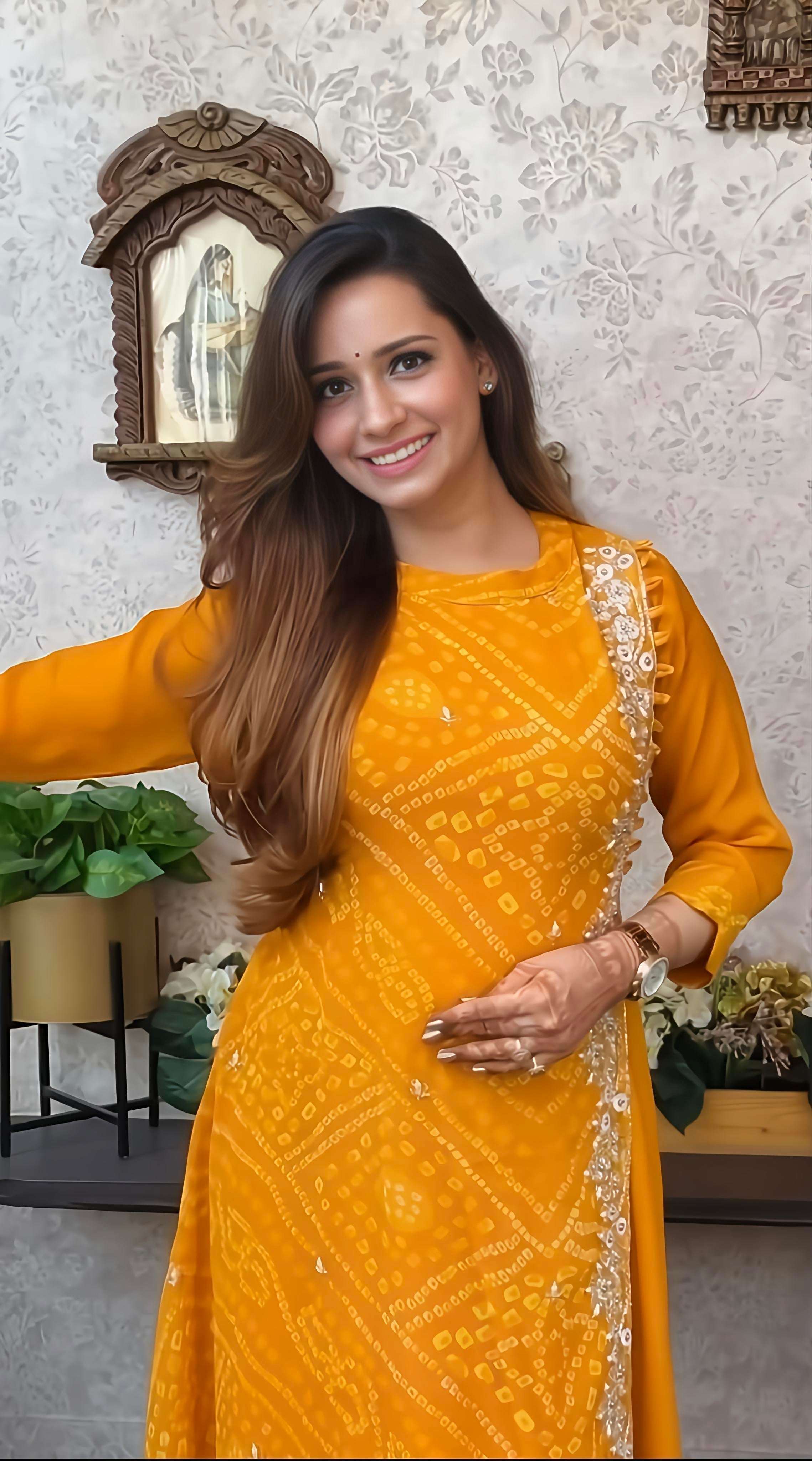 Export Pure Chinnon Silk Long Gown With Bhandej Heavy Hand Work Double Layer (RD025)