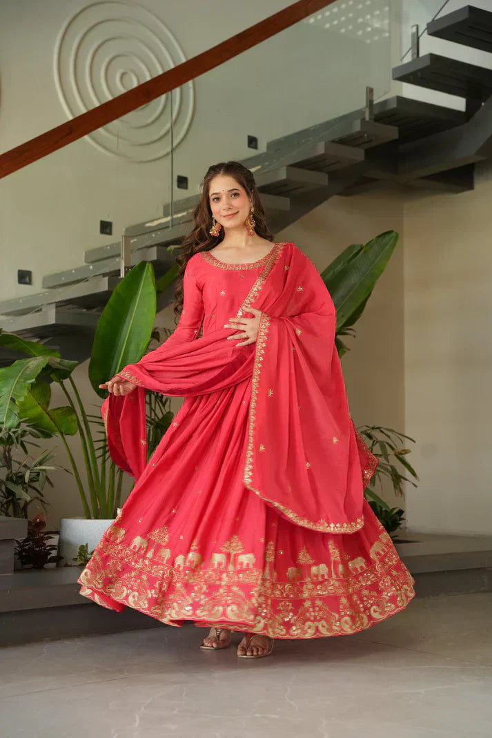 CHINON SEQUANCE EMBROIDERED GOWN WITH DUPATTAPFAB183) (01)