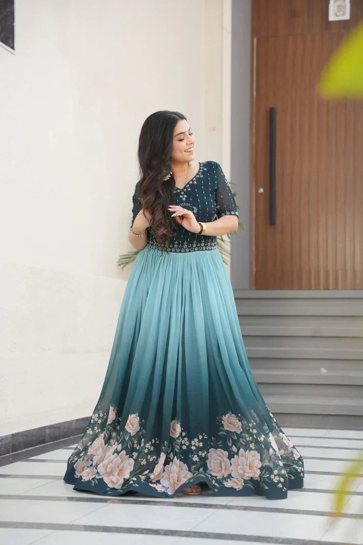 FAUX BLOOMING BEADS EMBROIDERED GOWNPFAB178) (01)