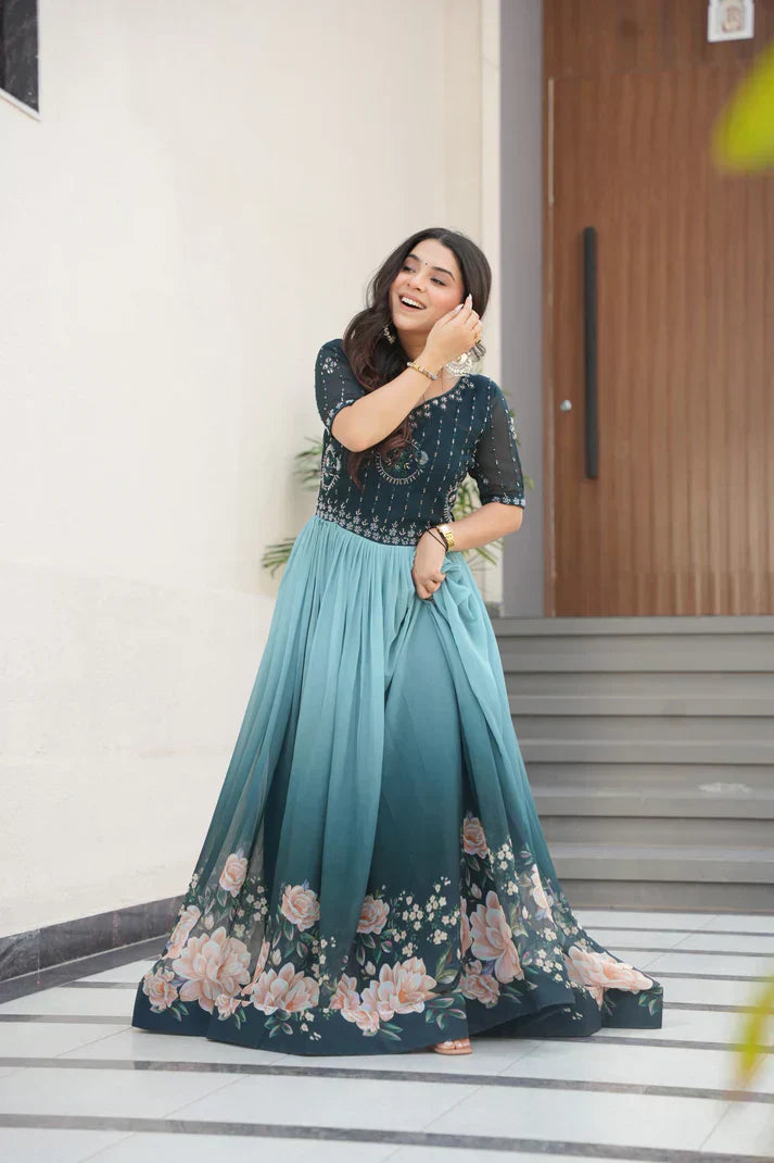 FAUX BLOOMING BEADS EMBROIDERED GOWNPFAB178) (01)