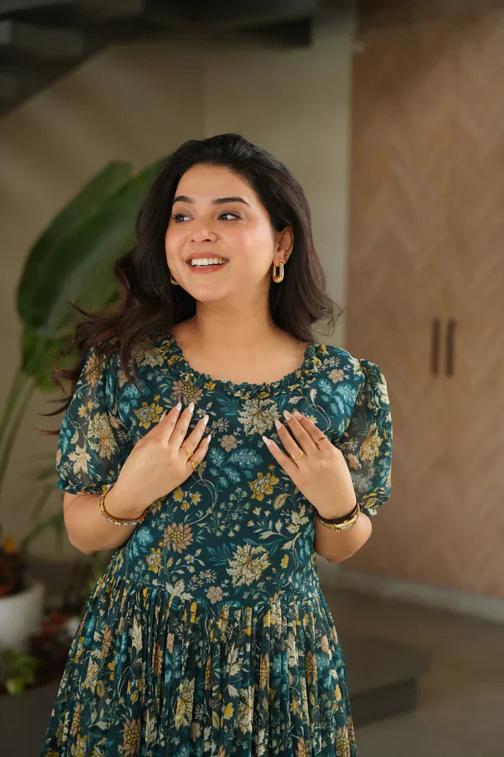 FAUX GEORGETTE PRINTED GOWN FOR SUMMERPFAB179)