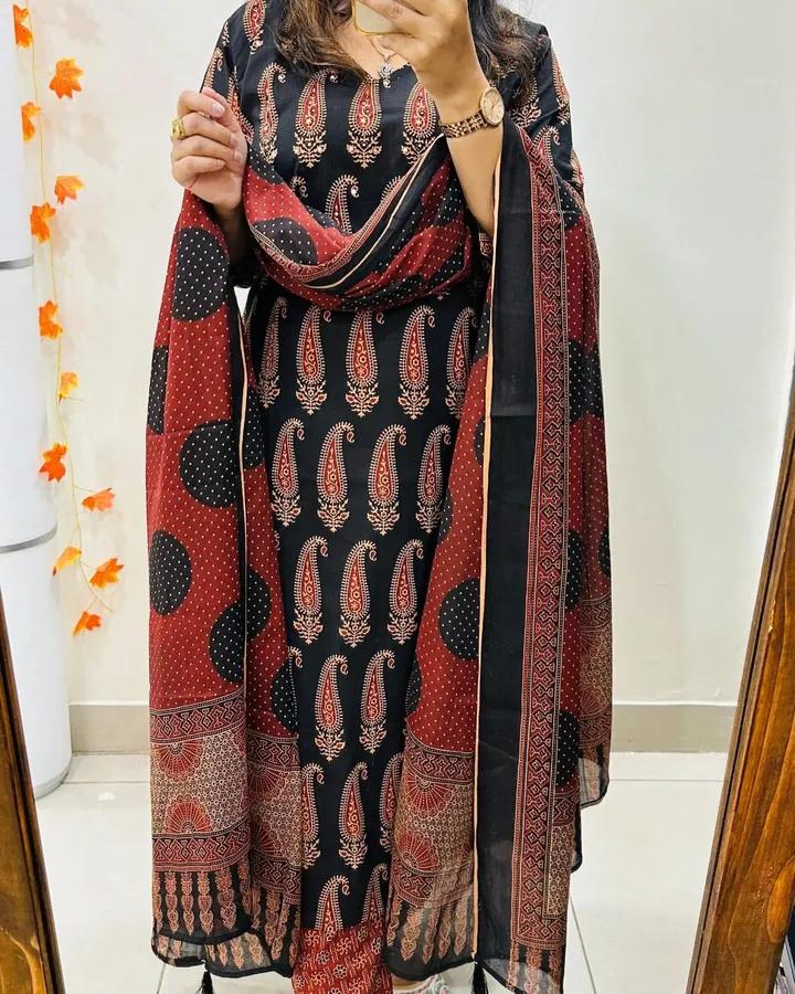 🌹🌹Pure fine Cotton fabric  Kurti with Pant with cotton 100-100 Dupatta🌹🌹(PFAB138)