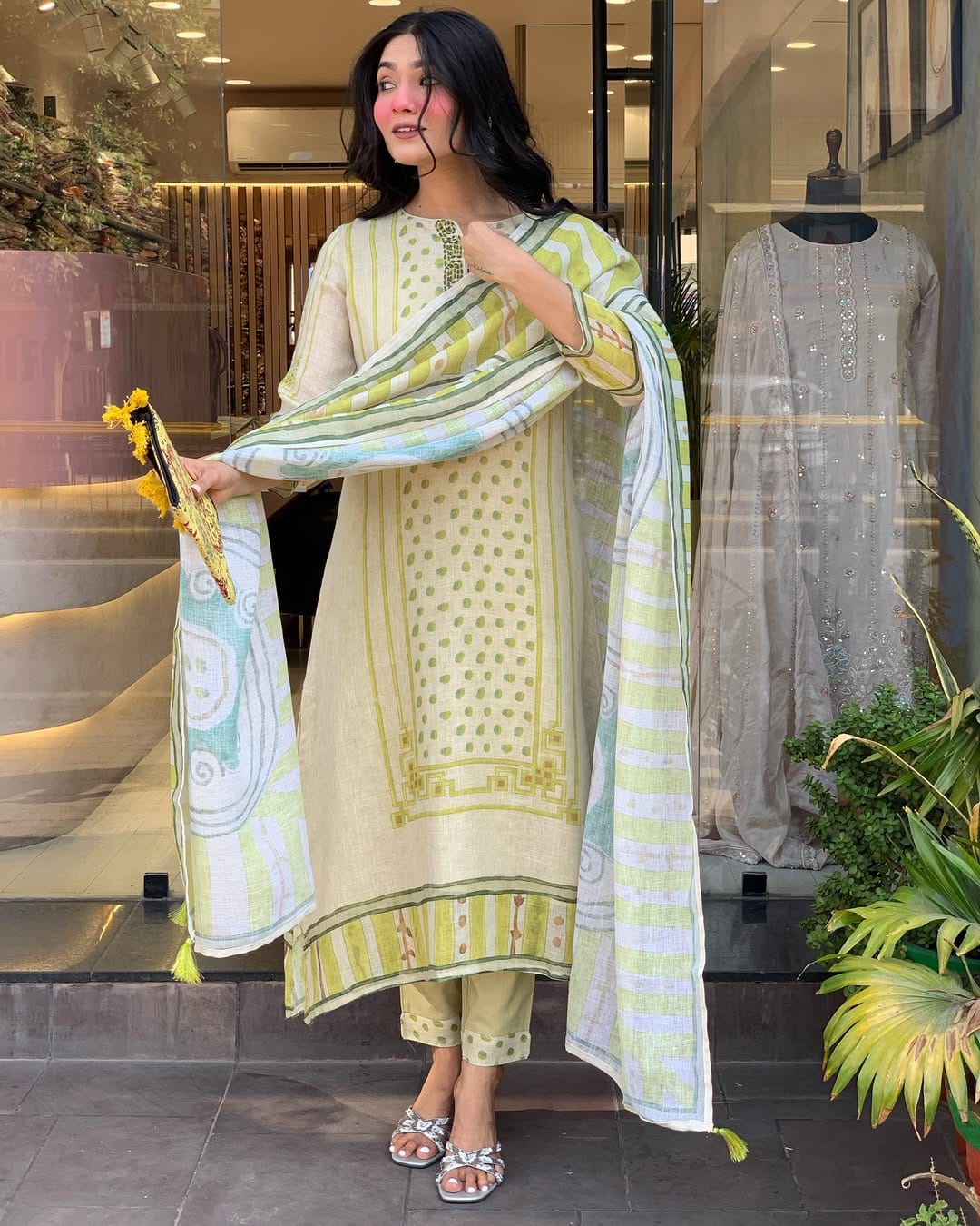 Chanderi-Silk Embroidered  Printed (PFAB1460)