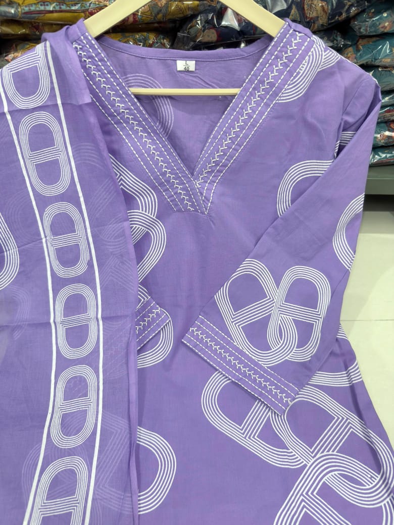 👗 Beautiful Cottan Kurtis pent with Mulmal duptta 👗(PFAB1472)